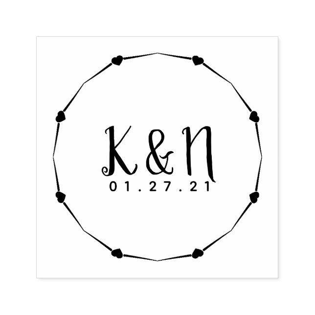 Circular Heart Branch Initial Logo Wedding Stamp (Imprint)