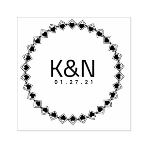 Circular Heart Decor Initial Logo Wedding Stamp