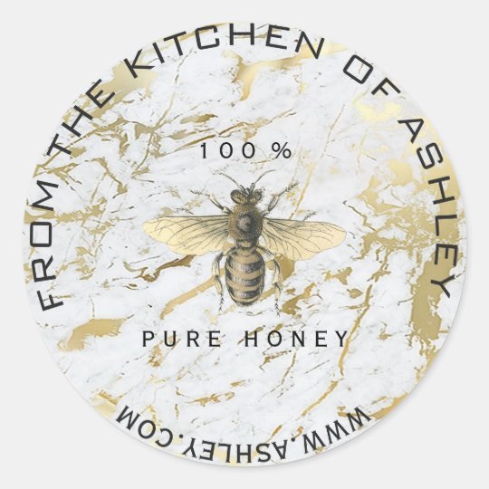 Circular Homemade Honey Kitchen Marble Bee Web Nam Classic Round Sticker