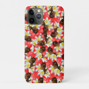 Circular Horses And Frangipani Design, iPhone 11 Pro Case