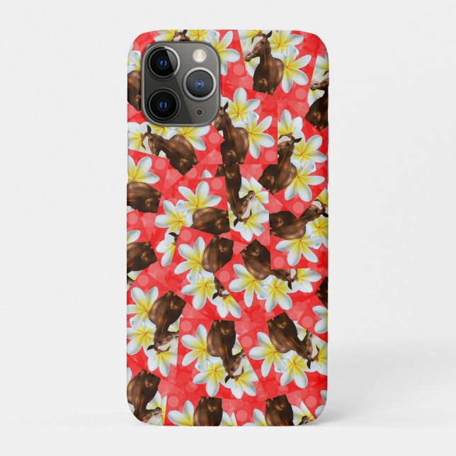 Circular Horses And Frangipani Design, Case-Mate iPhone Case (Back)