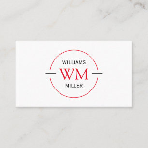 Circular Initials Modern Red - Business Card