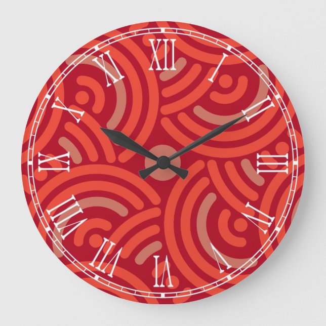 Circular interlinks red orange wall clock (Front)