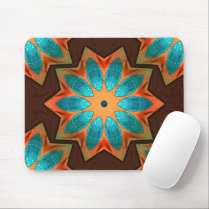 Circular kaleidoscope in a mix of woody and satin mouse pad