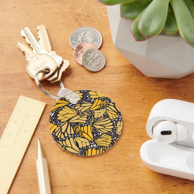 Circular key printed with monarch butterfly ring (Desk)