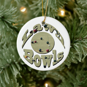 Circular Lawn Bowls Name Design, Ceramic Ornament