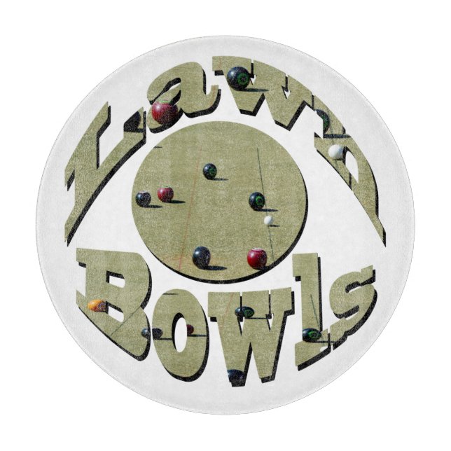 Circular Lawn Bowls Name Design, Cutting Board (Front)
