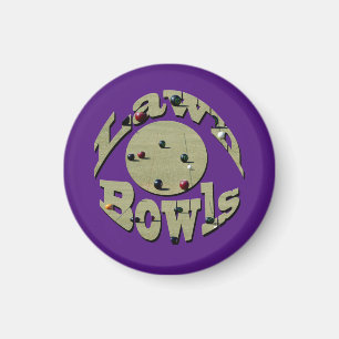 Circular Lawn Bowls Picture Logo, Magnet