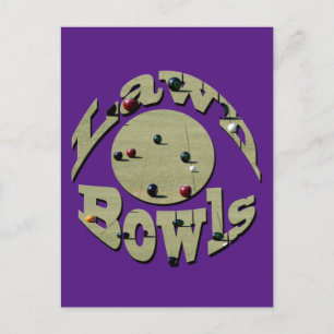 Circular Lawn Bowls Picture Logo, Postcard