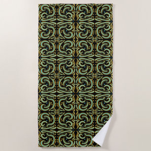 Circular, Linear And Tapered Shapes Abstract Art Beach Towel