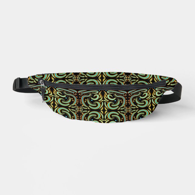 Circular, Linear And Tapered Shapes Abstract Art Bum Bags (Front)