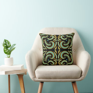 Circular, Linear And Tapered Shapes Abstract Art Cushion