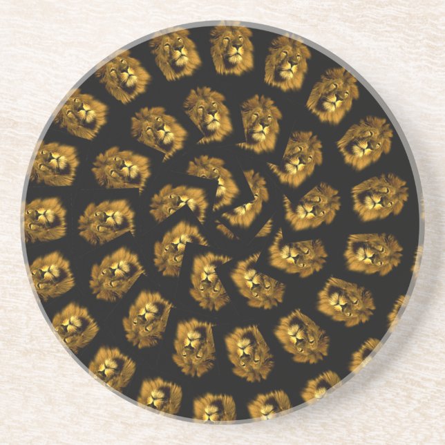 Circular Lions Faces Pattern, Coaster (Front)