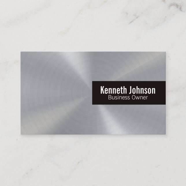 Circular Metallic Silver Sheets Business Card (Front)