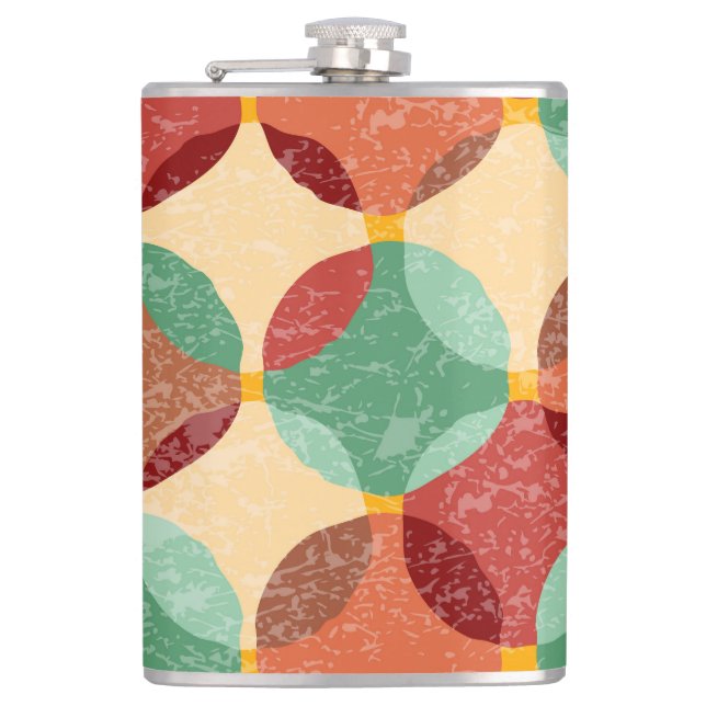 Circular mosaic pattern, geometric illustration. hip flask (Front)