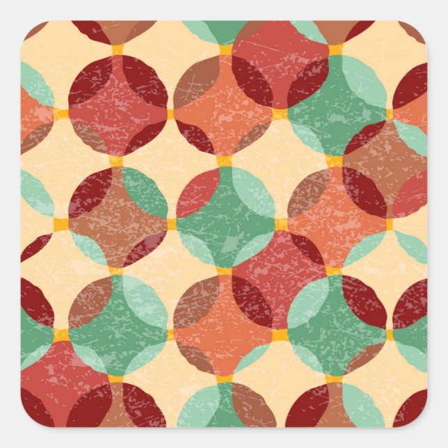 Circular mosaic pattern, geometric illustration. square sticker (Front)