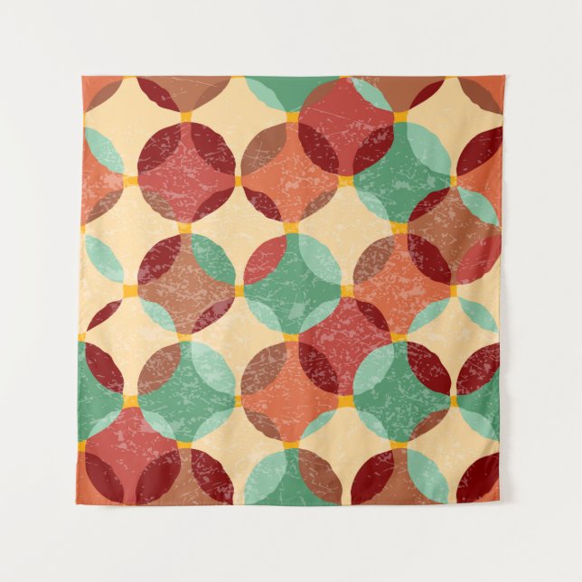 Circular mosaic pattern, geometric illustration. tapestry (Front)