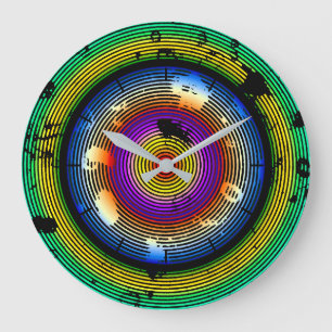 Circular Multicolored Abstract Pattern Large Clock