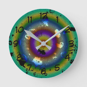 Circular Multicolored Abstract Pattern Round Clock