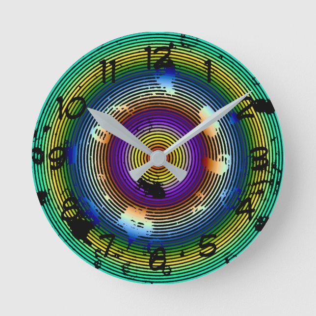 Circular Multicolored Abstract Pattern Round Clock (Front)