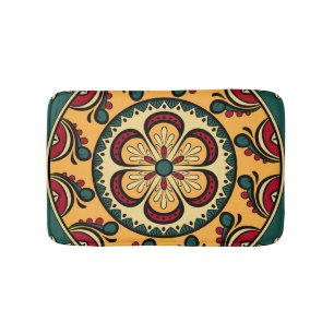 Circular ornaments, colourful seamless pattern. bath mat