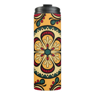 Circular ornaments, colourful seamless pattern. thermal tumbler