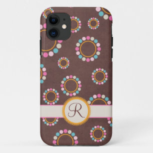 Circular pattern with polka dots Monogram iPhone 11 Case