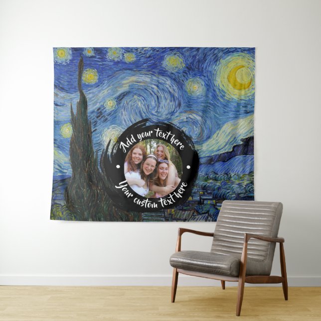 Circular Photo/Logo & Custom Text | Fully Editable Tapestry (In Situ (Horizontal))