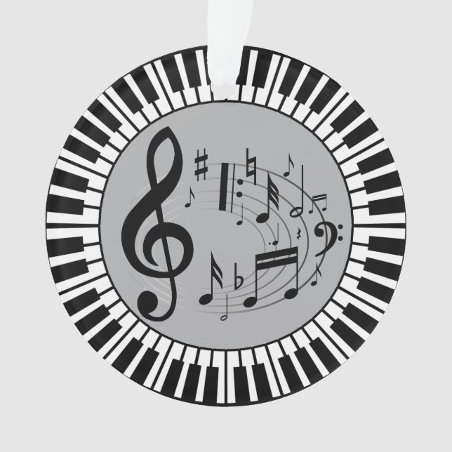 Circular Piano Keys And Music Notes Ornament (Front)