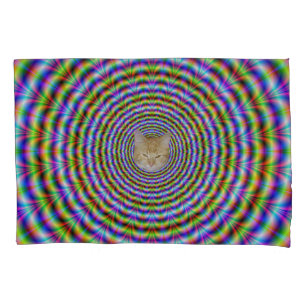 Circular Psychedelic Neon Ripples Pillowcase