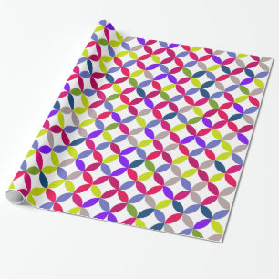 Circular quarters colourful patterned wrap wrapping paper