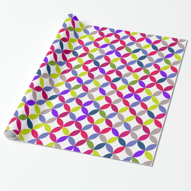 Circular quarters colourful patterned wrap wrapping paper (Unrolled)
