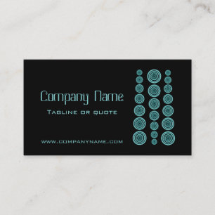 Circular Retro Business Card, Black and Turquoise Card