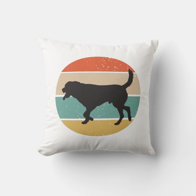 Circular Retro Labrador Owner Dad Mum Throw Pillow (Front)