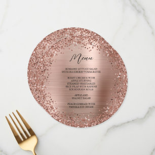 Circular Rose Gold Glitter and Foil Menu
