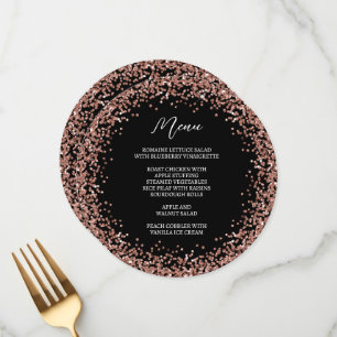 Circular Rose Gold Glitter Black Menu