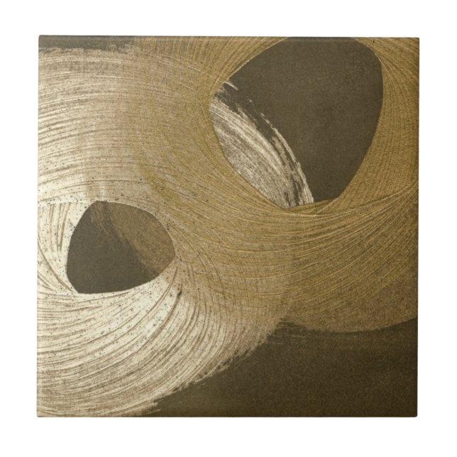 Circular Sandstorm in Tan and Dark Brown Ceramic Tile (Front)