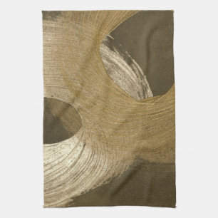 Circular Sandstorm in Tan and Dark Brown Tea Towel