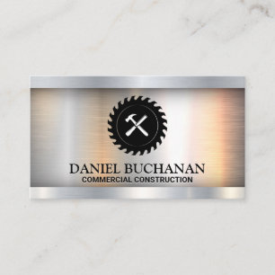 Circular Saw and Hammer   Metallic  Business Card