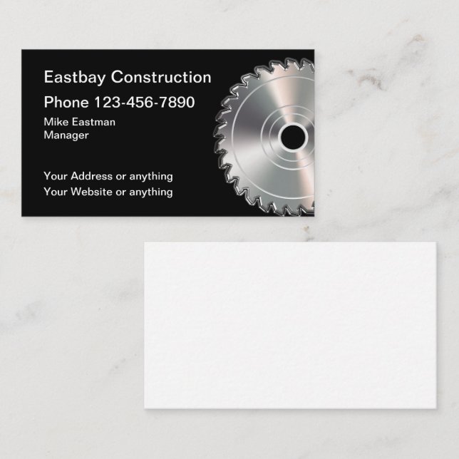 Circular Saw Blade Construction Service Business Card (Front/Back)