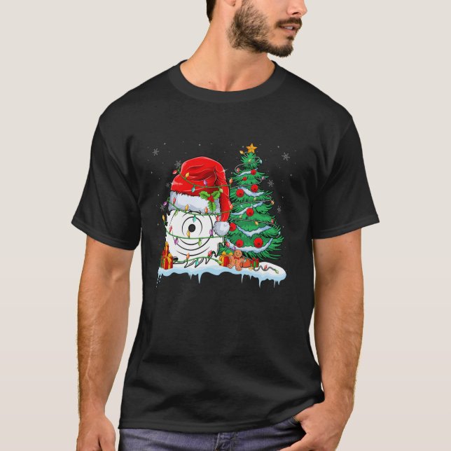 Circular Saw Blade Wearing Santa Hat Xmas Light Ch T-Shirt (Front)