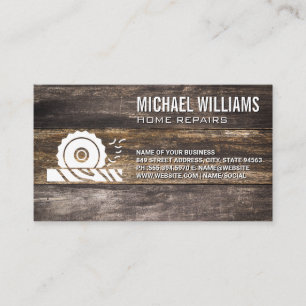 Circular Saw Cutting Wood Builder Carpentry Business Card