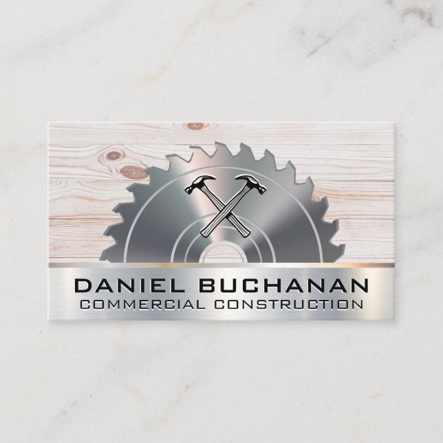 Circular Saw | Hammers | Wood | Metallic Business Card (Front)