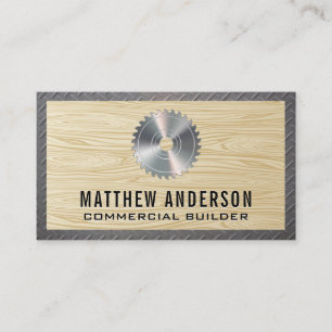 Circular Saw Wood Grain and Steel Business Card