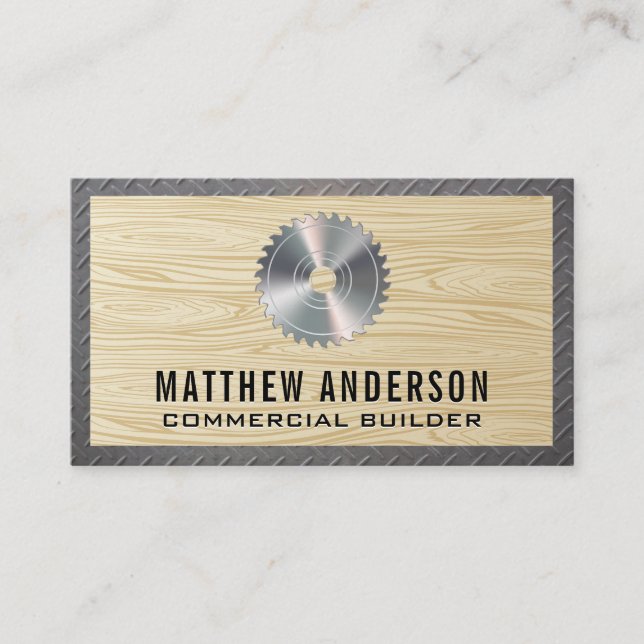 Circular Saw | Wood Grain and Steel Business Card (Front)
