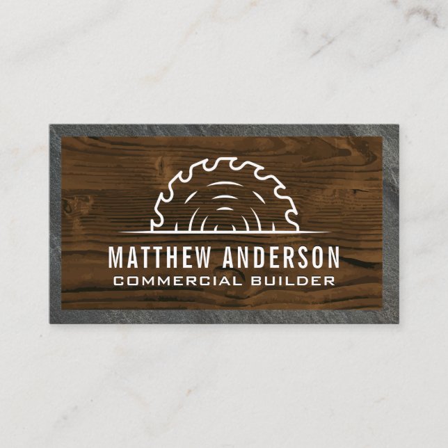 Circular Saw | Wooden Boards | Slate Business Card (Front)