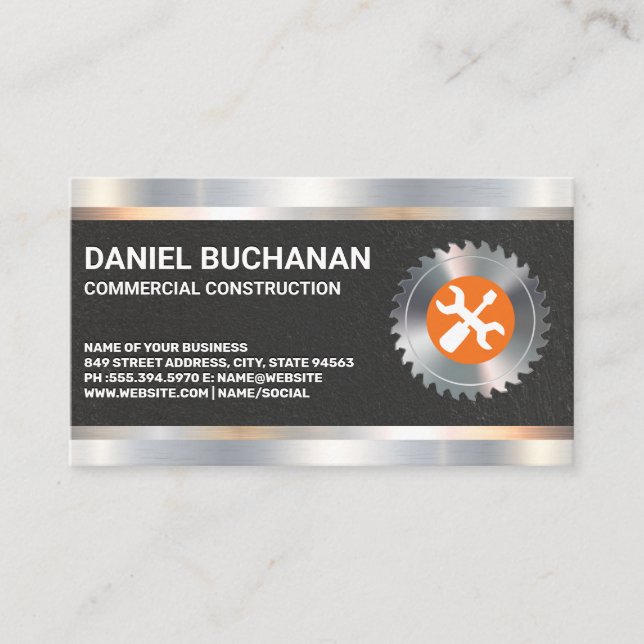 Circular Saw Wrench Screw Driver | Metallic Trim Business Card (Front)