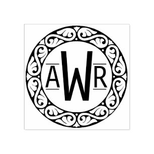Circular Scrollwork Frame Initials ID431 Rubber Stamp