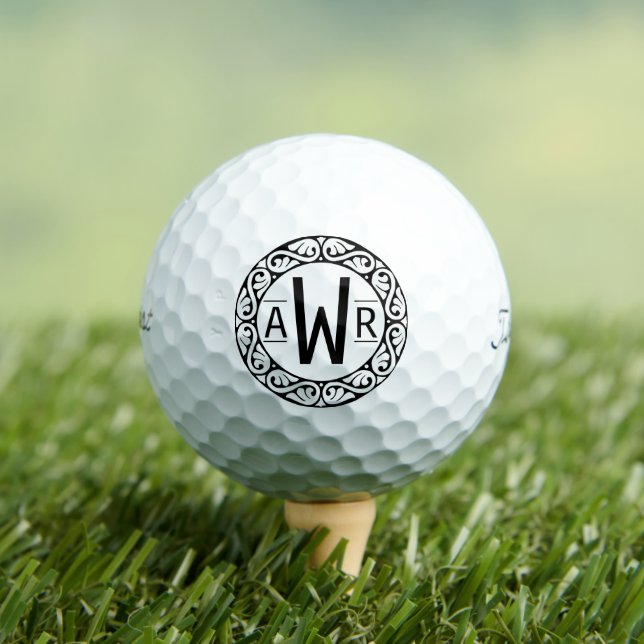 Circular Scrollwork Frame Initials Monogram ID431 Golf Balls (Insitu Tee)