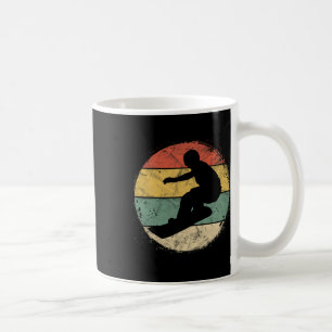 Circular Snowboarder Silhouette Retro Snowboarding Coffee Mug